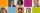 A grid of six headshot photos with several colorful blocks